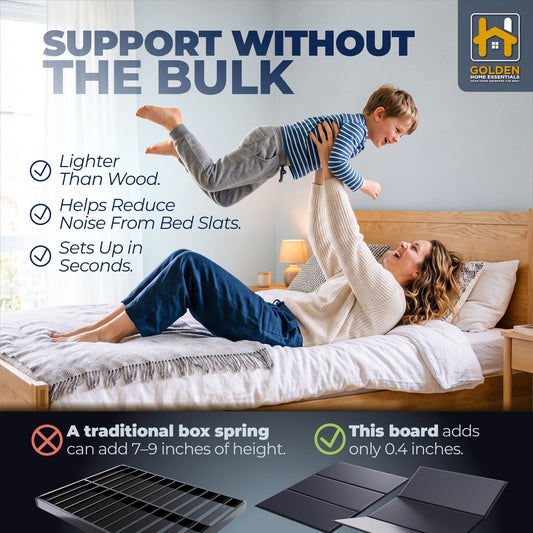 Box spring adding 7–9 inches of height versus a 0.4-inch bunkie board