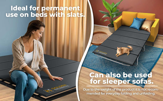 Support board over a pull-out sofa bed frame so the metal bar can't be felt through the mattress