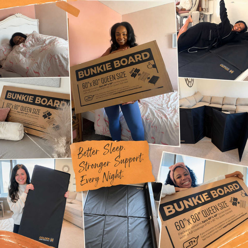 Customer photos of Golden Home Essentials queen size 60x80 bunkie board packaging and setup